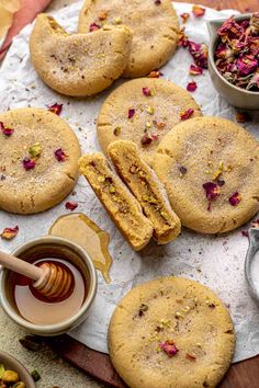 several cookies with different toppings on a table