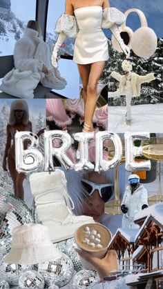 a collage of photos with the words bridal written in large letters and images of people dressed in white