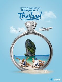 a diamond ring with the words have a fabulous honeymoon in thailand