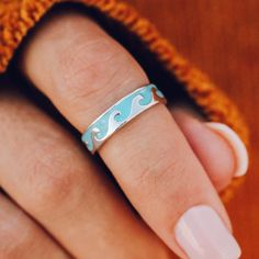 Nwt Pura Vida Reversible Enamel Wave Ring In Silver Vida Blue, Reversible Ring, Howlite Rings, Pura Vida Jewelry, Wave Ring, Silver Coat, Leather Mary Janes, Genuine Turquoise, Gold Brass