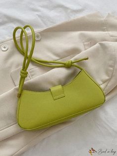 BirdinBag - Elegant Buckle Embellished Baguette Green Bag With Long Strap For Daily Use, Chic Baguette Hobo Bag With Adjustable Strap, Trendy Green Bag With Long Strap, Green Long Strap Bag For Daily Use, Chic Green Handheld Baguette Bag, Evening Baguette Shoulder Bag With Single Handle, Baguette Hobo Bag With Adjustable Strap, Baguette Bag With Detachable Handle For Shopping, Baguette Shoulder Bag With Detachable Handle For Shopping