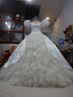 Fairytale Ball Gown For Debutante Ball, Princess Style Ball Gown Bridesmaid Dress, Fairytale Wedding Princess Dress In White, Fairytale White Princess Wedding Dress, White Fairytale Princess Wedding Dress, Fairytale White Wedding Princess Dress, Princess Style Ball Gown Wedding Dress, White Princess Ball Gown For Costume Party, Fairytale Wedding Dresses For Cosplay Events