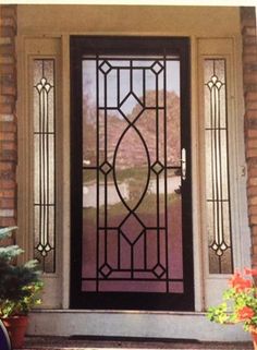 a glass door that is on the side of a house