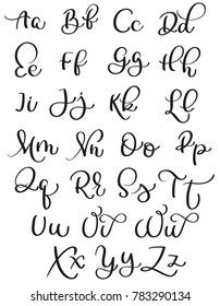 handwritten cursive alphabet with capital letters