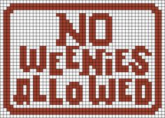 a cross stitch pattern with the words no coffee allowed in red and white letters on it