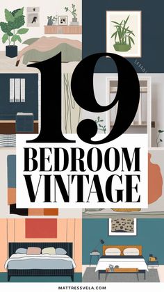 an image of a bedroom with the text 19 bedroom vintage written in black on it