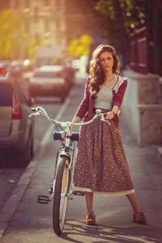 Tea Skirt, Dusty Burgundy, Burgundy Cardigan, Chocolate Hair, Cycle Chic, Coban, Beach Cruiser, Skirt Maxi, Retro Mode