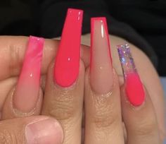 Nude And Pink Ombre Nails, Natural Glam Nails, Pink Ombre Nails, Ombre Acrylic Nails, Coffin Nails Long, Long Square Acrylic Nails, Natural Glam