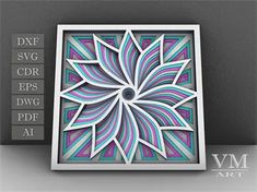 an abstract paper cut art piece with the words dxf, cdr, eps and