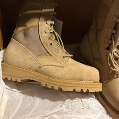 Tan Boots, Size 4, Steel Toe, New Never Worn Soldier Boots, Army Shoes, Us Army Rangers, Ranger Boot, Army Rangers, Steel Toe Boots, Tan Boots, Toe Boots, Us Army