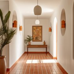 the hallway is clean and ready for guests to use it as an entrance way into the house