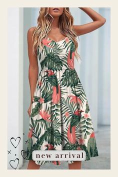 Fashion Floral Printed Casual Sleeveless Dress wedding guest dresses summer，wedding guest dress formal，wedding guest dresses outfits，wedding guest dresses party，wedding guest dress beach，wedding guest dresses floral, #weddingguestdressessummer#weddingguestdressesfashionwomen's#weddingguestdressformal#weddingguestdressesparty#weddingguestdressesselegant#weddingguestdressesplussize#solidcolor#weddingguestdresses#fashion Casual Cami Dresses For Vacation, Casual Cami Sundress For Vacation, Casual Sleeveless Dress With Spaghetti Straps For Vacation, Green Sleeveless Spaghetti Strap Casual Dress, Green Sleeveless Dress With Spaghetti Straps For Vacation, Casual Green Tropical Print Sundress, Casual Green Sundress With Tropical Print, Green Beach Cami Dress, Green Cami Beach Dress