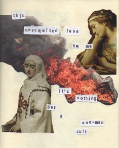 a collage of images with words written on them and an image of a nun