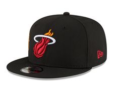 the miami heaters new era 59fifty fitted hat is shown in black