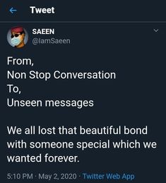 tweet about non stop conversation to unseen messages