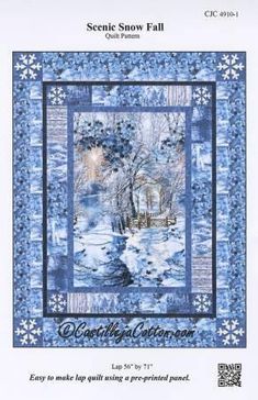 Scenic Snow Fall Peacock Quilt, Attic Window Quilts, Wildlife Quilts, Fall Quilt Patterns, Fall Quilt, Panel Quilt Patterns, Fabric Panel Quilts, Japanese Quilts, Snow Fall