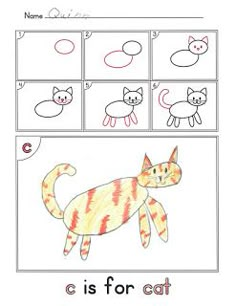 an e is for cat worksheet with pictures of cats and their names in english