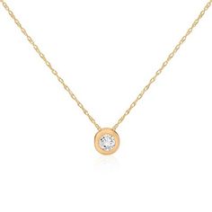 Pompeii3 1/2ct Round Solitaire Bezel Diamond Pendant 14k Yellow Gold, Women's, Size: Small Yellow Gold Solitaire Necklace With Bezel Setting For Anniversary, Minimalist Yellow Gold Solitaire Necklace With Smooth Bezel, Anniversary Solitaire Necklace With Round Cut And Smooth Bezel, Round 14k Gold Solitaire Necklace With Bezel Setting, 14k Gold Solitaire Necklace With Bezel Setting, Gold Solitaire Diamond Necklace With Round Pendant, Classic Yellow Gold Round Cut Birthstone Necklace, Minimalist Gold Solitaire Necklace With Smooth Bezel, Yellow Gold Birthstone Necklace With Single Diamond