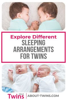 two babies sleeping next to each other with the words explore different sleeping arrangements for twins