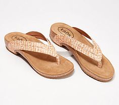 Subtle, elegant, and oh-so comfy with their suede lining, these leather thong sandals are as much of a sunny-season staple as a nice pair of sunglasses. From Taos. Leather Flip Flops With Ortholite Insole For Summer, Chic Beach Sandals With Arch Support, Summer Toe Post Sandals With Cork-bed Midsoles, Summer T-strap Toe Post Sandals With Cork-bed Midsoles, Spring Leather Flip Flops With Arch Support, Brown Flip Flops With Arch Support For Summer, Leather Flip Flops For Spring And Summer Outings, Elegant Summer Sandals With Ortholite Insole, Elegant Ortholite Insole Sandals For Summer