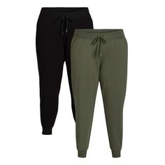 Cozy style is all yours with the Athletic Works' Women's Plus Super Soft Jogger 2 pack Pants. A versatile style, these joggers take you from the studio to the street in effortless fashion. Put on a pair with their easy-going, effortless pull-up design featuring an elasticized waist that moves with you. Complete the look with a matching soft hoodie, sold separately, and fall in love with the coordinated head-to-toe athleisure look. Only available at Walmart. Size: 3X.  Color: Green.  Gender: fema How To Style Joggers For Women, Basic Clothes, Soft Joggers, Plus Size Pajamas, Effortless Fashion, Cozy Style, Easy Style, Comfy Pants, Soft Hoodie