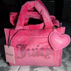 Brand New With Tags Attached, Can Be Worn By The Handles Or With The Cross Body Strap That Is Detachable. Very Soft Material And Shiny Rhinestones On The Front! Luxury Bags Collection, Pink Tote Bags, Couture Handbags, Fancy Bags, Pink Tote