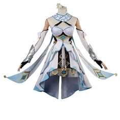 PRICES MAY VARY. Upgraded Version, Genshin Impact Traveler Lumine Includes: Bracers*2, Sleeves*2, Bracers Decoration*2, Diamond Pins, Sleeve Bows*2, Flowers*2, Necks, Feather Clips, Scarf, Skirt block, Belt, Dress Materials:Cotton, faux leather *Note*: Our item is not a US size, it may be smaller than your normal size, please check our size chart before ordering. If possible, choose one size up. Occasion: Perfect for halloween dress up, stage show, anime party show. Genshin Impact Traveler, Lumine Cosplay, Venti Cosplay, Hero Outfits, Genshin Cosplay, Scarf Skirt, Cosplay Genshin, Black Pug Puppies, Alien Artwork