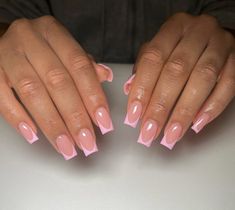 Pink V French Tip Nails Short, Cutout Nails, Pink Glitter French Tip Nails, Summer Pink Nails, Nails Biab, Pink Tip Nails