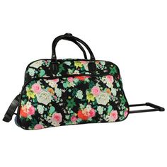 This fashion-forward CalBags rolling duffel bag makes a fashion statement and it is ready for anything. Offering a fully lined interior, retractable handle and more must-have features, this bag has the makings of an ideal travel companion. The large top zipper opening allows easy access to the roomy interior and exterior pockets keep small items in easy reach. Featuring two handles and a detachable shoulder strap; this duffle offers flexible carrying options. This grab-and-go bag gives you a str Casual Bags For Weekend Trips In Spring, Casual Spring Bags For Weekend Trips, Trendy Travel Bag With Floral Print, Rectangular School Bag With Floral Print, Rectangular Floral Print School Bag, Multicolor Floral Print School Bags, Kids Gym, Peonies And Hydrangeas, Go Bags