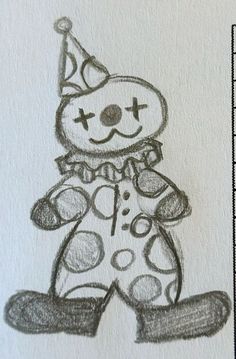 a drawing of a teddy bear wearing a party hat