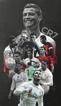 a collage of soccer players with the names of their teams and numbers on them