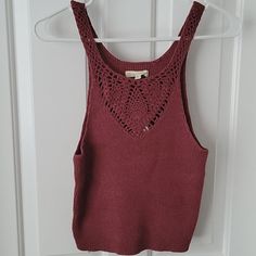 Brick Red Crochet Tank 58% Cotton 29% Acrylic 13% Nylon Red Crochet Top For Fall, Casual Red Crochet Top, Casual Red Crochet Knit Top, Red Knit Crochet Top For Summer, Hearts Crochet, Red Crochet, Pacsun Tops, Crochet Tank, Pinterest Closet