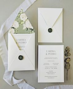 the wedding stationery is laid out and ready to be used