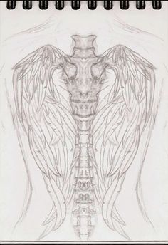 a pencil drawing of a giraffe with wings on it's back and neck