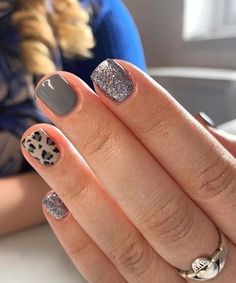 Cheetah Print Nails Short, Colorful Cheetah Print Nails, Nail Dip Ideas, Cheetah Print Nails, Nails Art Designs, Leopard Print Nails, Leopard Nails, Gray Nails, Cute Gel Nails