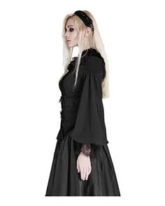 Gothic Lolita Womens Blouse Gothic Long Sleeve Blouse For Fall, Spring Gothic Formal Blouse, Spring Formal Gothic Blouse, Long Sleeve Blouse For Fall Costume Party, Long Sleeve Blouse For Costume Party In Fall, Fall Blouse With Lace Cuffs, Long Sleeve Halloween Party Blouse, Halloween Party Long Sleeve Blouse, Long Sleeve Blouse For Halloween Party