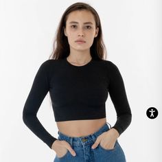 Los Angeles Apparel Garment Dye Long Sleeve Crop Top S Black Versatile Black Crew Neck Crop Top, Versatile Black Stretch Crop Top, Black High Stretch Seamless Crop Top, Black Workout Tops For Fall, High Stretch Seamless Black Crop Top, Versatile Fitted Black Crop Top, Versatile High Stretch Black Crop Top, Versatile Black Seamless Crop Top, Black Crew Neck Versatile Top