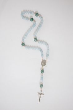 Spiritual Light Blue Jewelry With 8mm Beads, Turquoise Aquamarine Spiritual Necklace, Green Amazonite Jewelry With 8mm Beads, Spiritual Aquamarine Round Beads Jewelry, Spiritual Amazonite Jewelry With 8mm Beads, Spiritual Amazonite 8mm Beads Jewelry, Blue Spiritual Rosary With Gemstone Beads, Spiritual Blue Rosary With Gemstone Beads, Blue Gemstone Beads Rosary For Spiritual Use