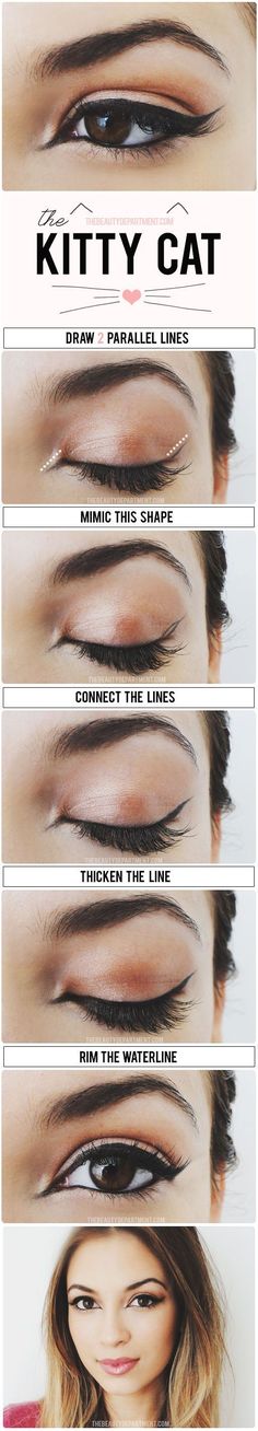 Follow Rent a Stylist http://www.pinterest.com/rentastylist/ How To cat eye Eyeliner Glitter, Eyeliner Tips, Winged Eyeliner Tutorial, Make Up Tutorials, Cat Eye Makeup, Smink Inspiration, Beauty Make-up, Makijaż Smokey Eye, Makeup Guide