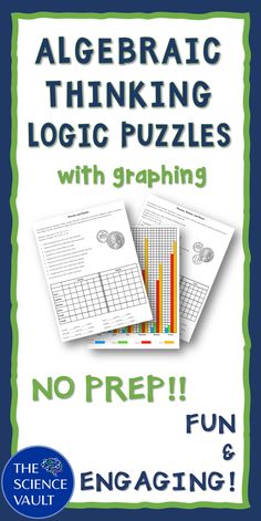 a poster with the words,'no prep fun engaging thinking puzzles'and an image of