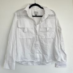 Two-Pocket Oversized Buttondown From Della Terra. Worn Once To Shoot In. Perfect Condition. Everyday Utility Shirt With Button Closure, Utility Style Shirt With Pockets For Everyday, Everyday Button-up Tops With Pockets, Spring Button-up Shirt With Flap Pockets, Day Out Shirt With Spread Collar And Pockets, Day Out Shirt With Pockets And Spread Collar, Daywear Button-up Shirt With Pockets, Button-up Shirt With Pockets For Daywear, Button-up Daywear Shirt With Pockets