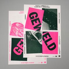 two posters with pink and black letters on them, one has the word germed