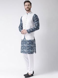 This is Indian traditional Printed kurta pajama Nehru Jute Silk  jacket set which is designed for Indian traditional attire which looks elegant in every occasion like marriage party wear business event formal event. its give rock look to men outfit and Favorited by men across the USA, Canada, Europe and many more country Its made of finest quality fabric with fine stitching  Package contain- Kurta with bottom and Nehru jacket set Fabric - Pure Cotton Kurta ( Digital Printed ) and Pajama Nehru ja Kurta Pajama With Nehru Jacket, Long Choli Lehenga, Party Wear Kurta, Angrakha Style, Kurta Men, Kurta Pyjama, Look Rock, Nehru Jacket, Kurta Pajama