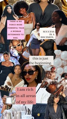 a collage of black women in different styles and colors, with the caption'i am rich in all areas of my life '