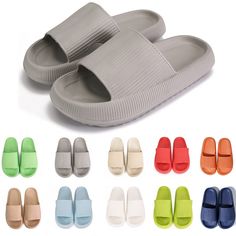 PRICES MAY VARY. 【Ergonomic Design】The cloud slippers are slightly recessed to perfectly wrap your feet, toe to the tail is slightly upturned by 40°, the fitting angle balances the pressure, ergonomic design.fit the curve of the foot pelvic floor walk not tired foot & more comfortable to wear. 【 Soft & Lightweight】roscylo pillow slippers - Super Soft Home Slippers use ultra rebound soles to make you feel like you are stepping on the cloud, giving you a sense of cloud feet.With 1.7 inch - 4.30cm Comfy House, Pillow Slippers, Cloud Slippers, Shower Slippers, Amazon Link, Slide Slippers, Slippers For Women, Kids Luggage, House Slippers