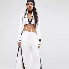 Details Sold Out Online Brand New With Tags Msrp: $185 Product Sku: 40262099; Color Code: Unisex Modern Luxe Track Jacket From Rihanna's Fenty Collection For Puma. Zip-Front Jacket Is Cut Long And Slightly Oversized, Featuring Contrast Piping At The Front And Striped Rib-Knit Banding At The Collar, Cuffs + Hem For The Perfect Fit. Finished With Waist Pockets And A Velvet 13 Applique At The Left Sleeve. Puma Is One Of The World's Leading Sports Brands Designing + Developing Footwear, Apparel + Ac Loose Pants Style, Puma X Fenty, Side Stripe Trousers, Wide Leg Pants Women, Flattering Pants, Fenty X Puma, Womens Wide Leg Pants, Casual Wide Leg Pants, Street Style Chic