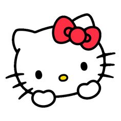 a hello kitty face with a red bow on it's head