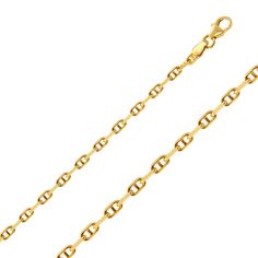 14K Gold 3.0 mm Anchor chain measuring 28 inches in length; features lobster clasp. Made in Italy. Gold Bracelet Chain