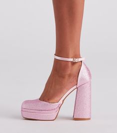 Evening Pink Heels With Chunky Platform, Pink Platform Heels With Square Toe, Pink Square Toe Platform Heels, 2000s Vibe, Chunky Platform, Pink Heels, Platform Heels, Block Heels, Ankle Strap