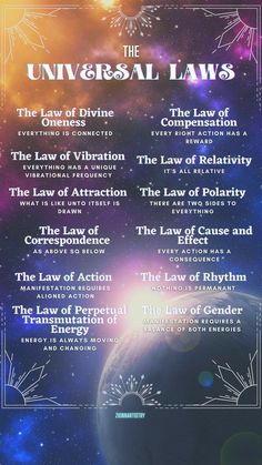 All The Laws Of The Universe, The Law Of Universe, Becoming One With The Universe, The Power Of The Universe, 12 Universal Laws Tattoo, Laws Of Witchcraft, The 12 Laws Of Karma, How To Give Back To The Universe